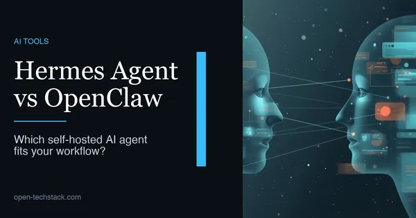Editorial cover contrasting Hermes Agent and OpenClaw as two different self-hosted AI agent workflow paths.