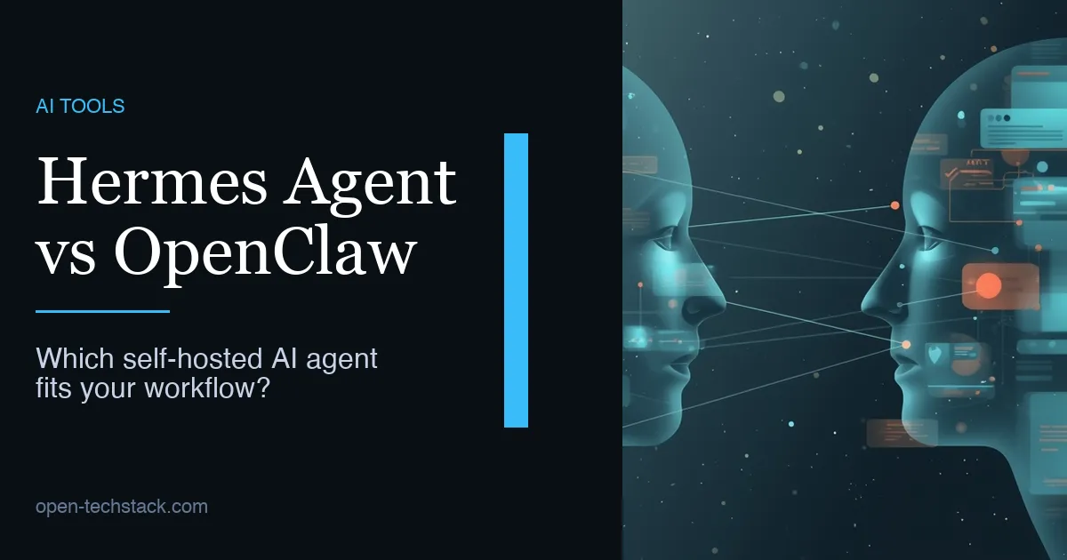 Editorial cover contrasting Hermes Agent and OpenClaw as two different self-hosted AI agent workflow paths.