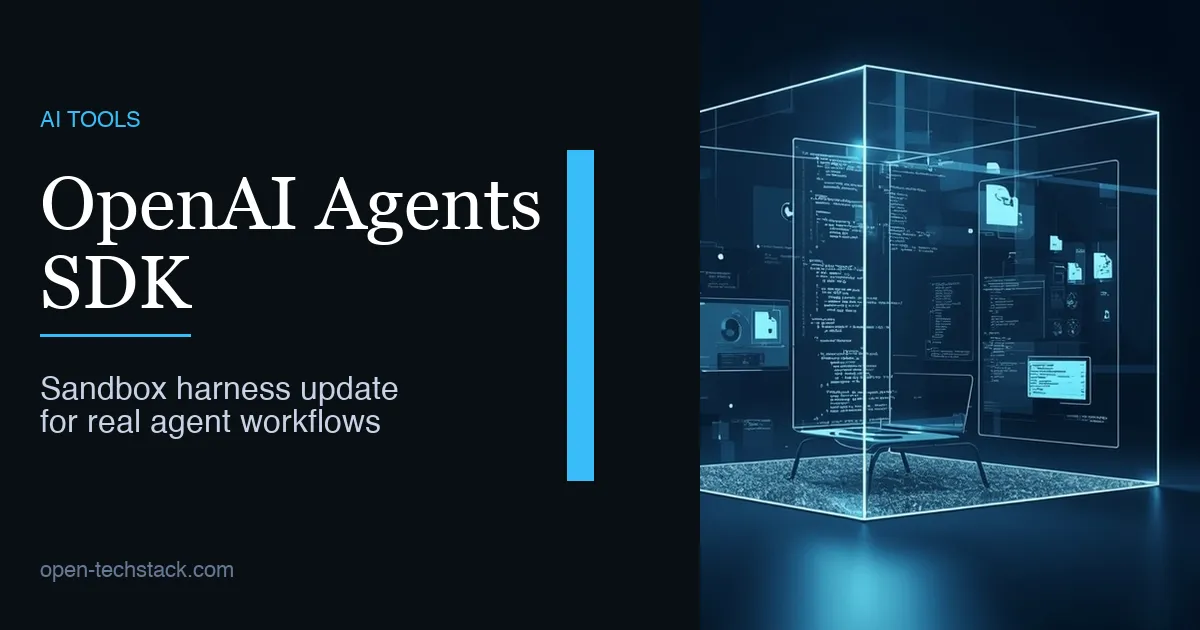 Editorial illustration of an AI agent working inside an isolated filesystem sandbox with tools, memory, and review boundaries.