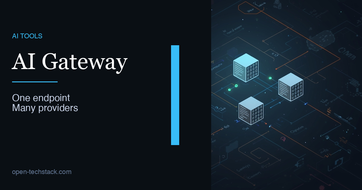Editorial cover showing a single AI gateway routing requests to multiple model providers with fallback and billing cues.