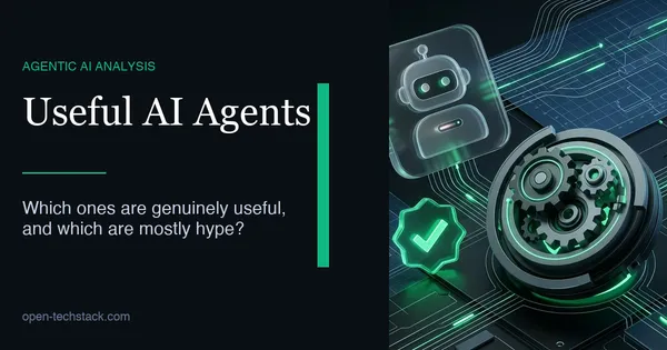 Editorial cover contrasting useful, structured AI workflow circuitry against a tangled, chaotic mess of hype.