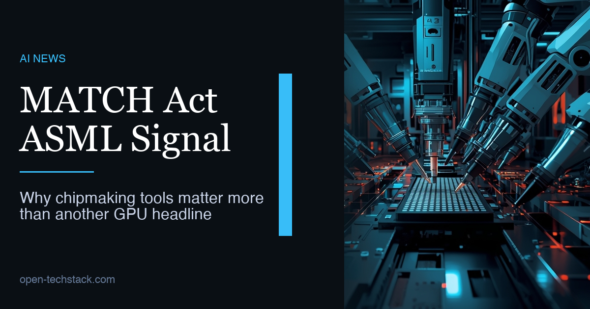 Editorial cover showing an abstract lithography and wafer-manufacturing scene with a dark negative-space text area, evoking tighter export controls on chipmaking equipment.