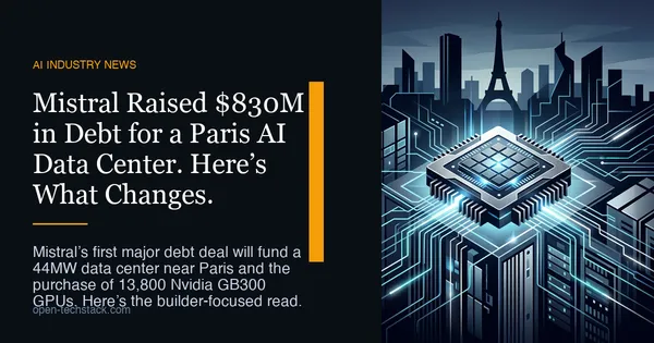 Editorial cover showing a Paris-region skyline silhouette over data center racks and a stylized GPU chip, hinting at Europe’s AI compute buildout.