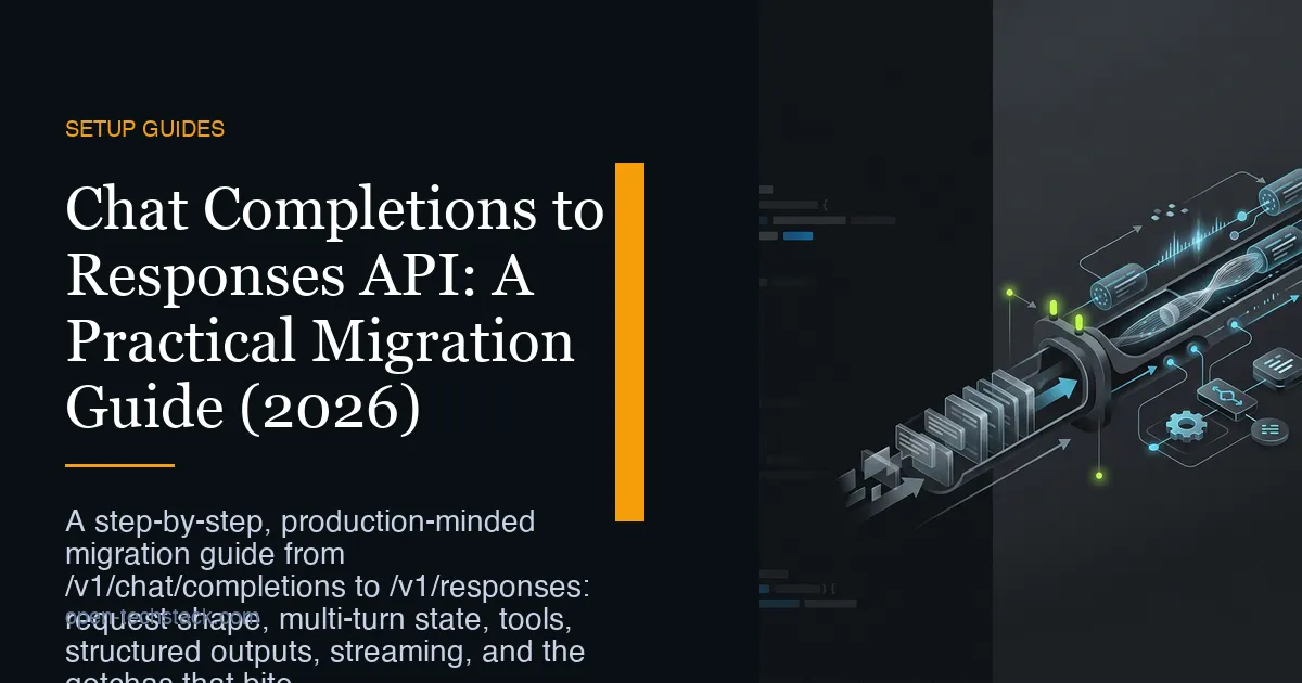 Editorial cover showing a clean migration path from legacy chat messages to modern response items and tool-enabled workflows.