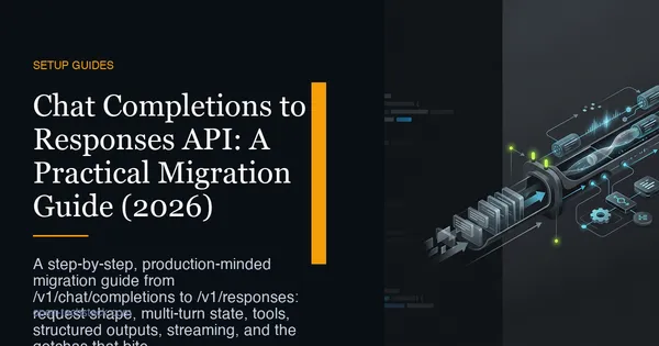 Editorial cover showing a clean migration path from legacy chat messages to modern response items and tool-enabled workflows.