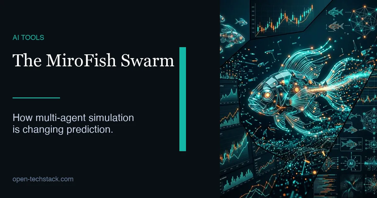 A mechanical 3D glass-morphism fish swimming through a sea of data visualisations.