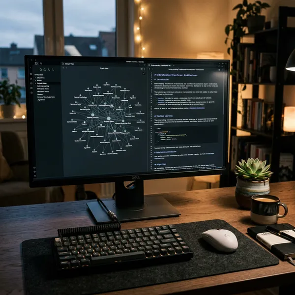 A glowing purple crystal representing Obsidian at the center of an organized digital research network.