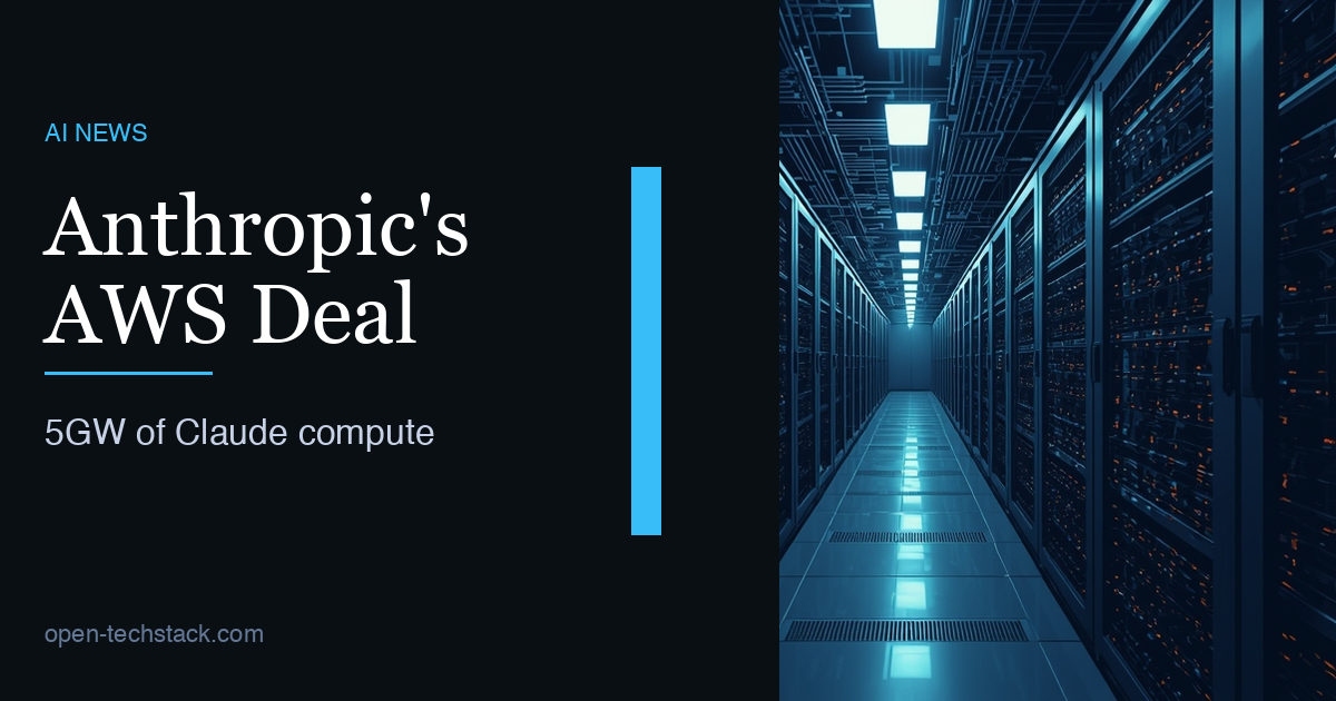 Editorial illustration showing a large cloud-compute corridor with custom AI chips, data-center structure, and a strong distribution channel into enterprise workloads.