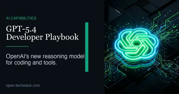 Open-Techstack editorial cover for a GPT-5.4 developer playbook post.