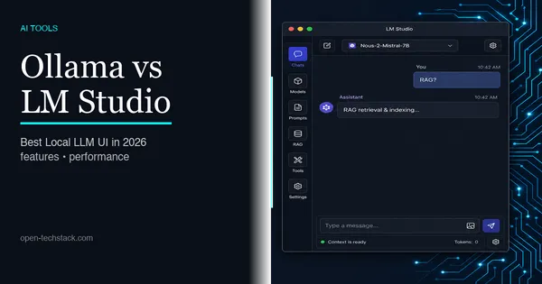 Side-by-side comparison of Ollama and LM Studio UI interfaces for local LLM deployment