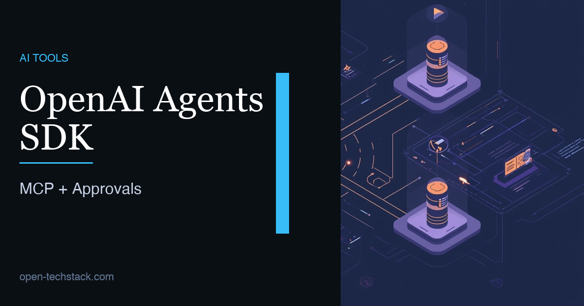 Editorial cover showing an OpenAI agent workflow connected to MCP tools with a review gate before sensitive actions.