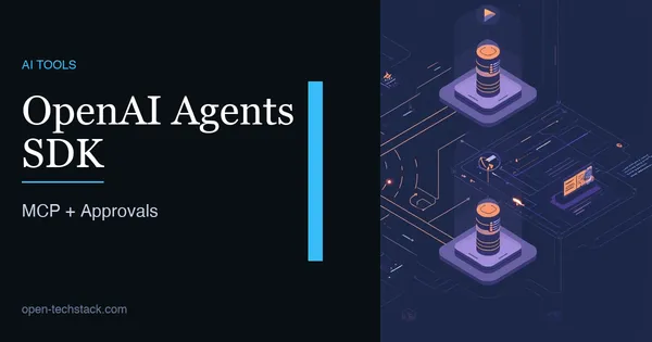 Editorial cover showing an OpenAI agent workflow connected to MCP tools with a review gate before sensitive actions.