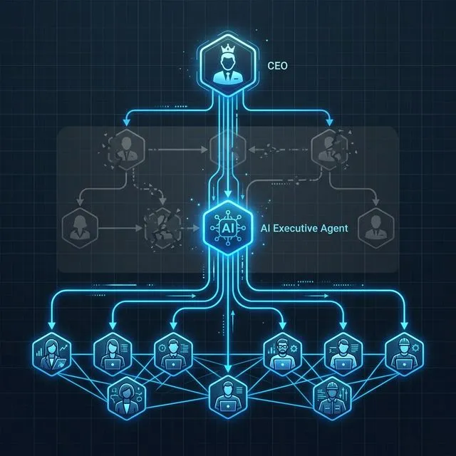 AI Agent flattening the corporate organizational chart by replacing middle management