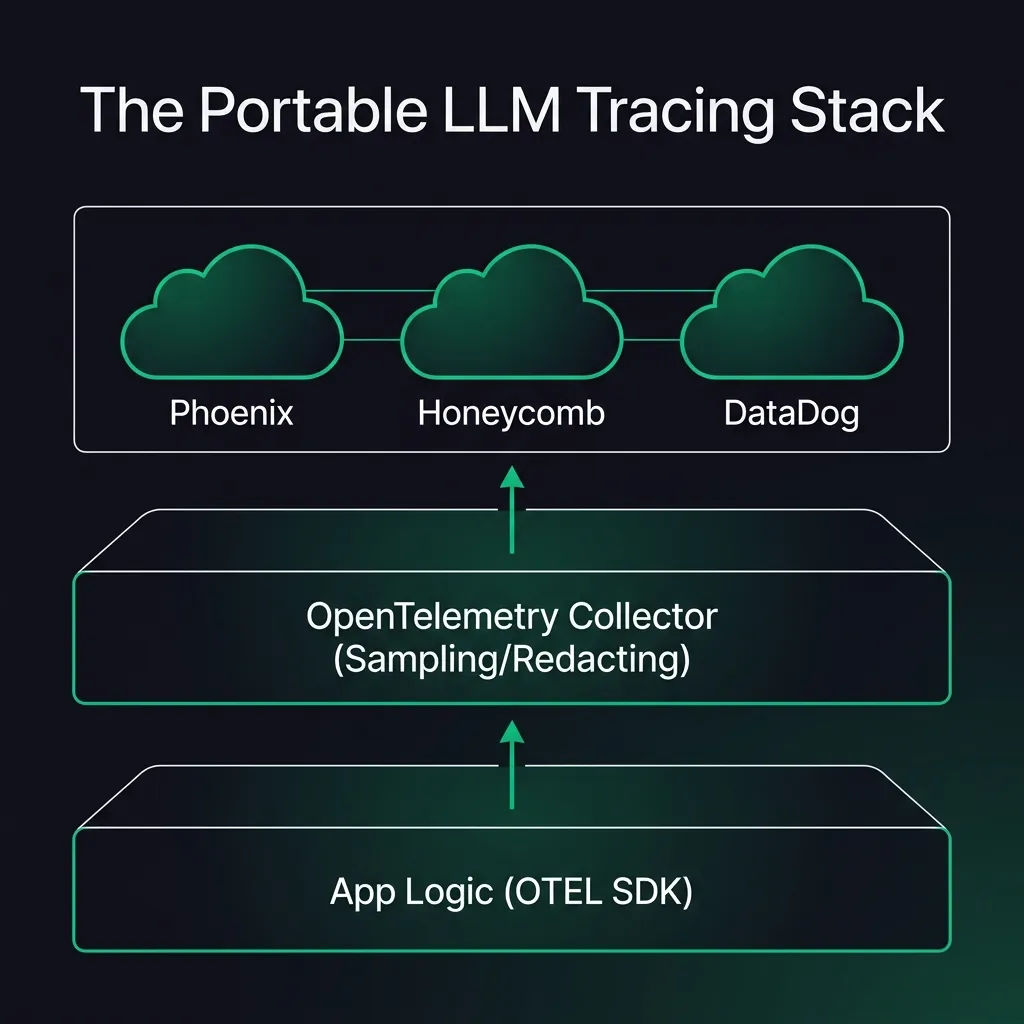 The Portable LLM Tracing Stack Diagram