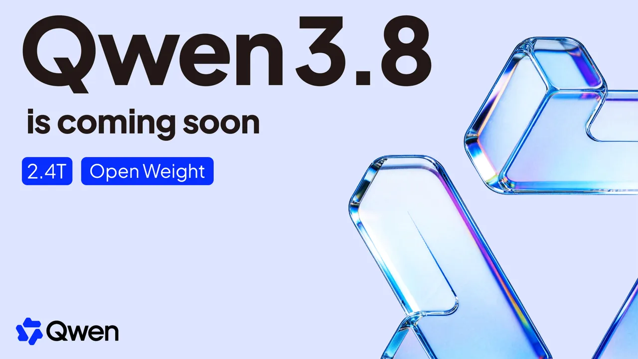 Qwen 3.8 announcement on X — source: @Alibaba_Qwen on X