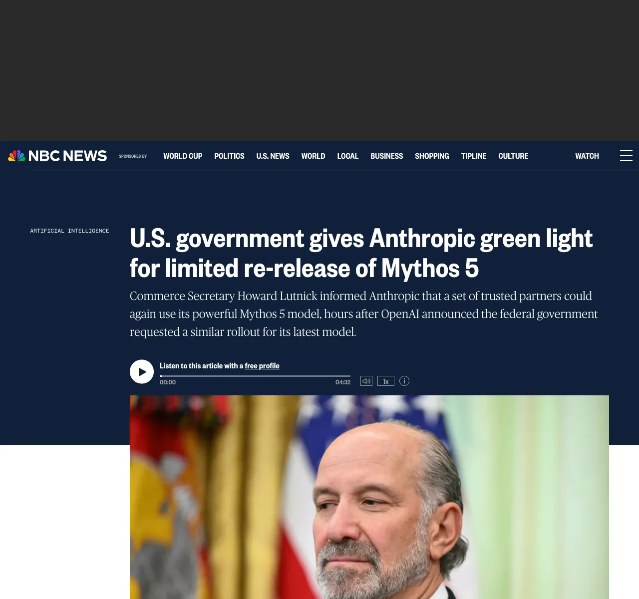 NBC News article covering the Mythos 5 partial restoration.