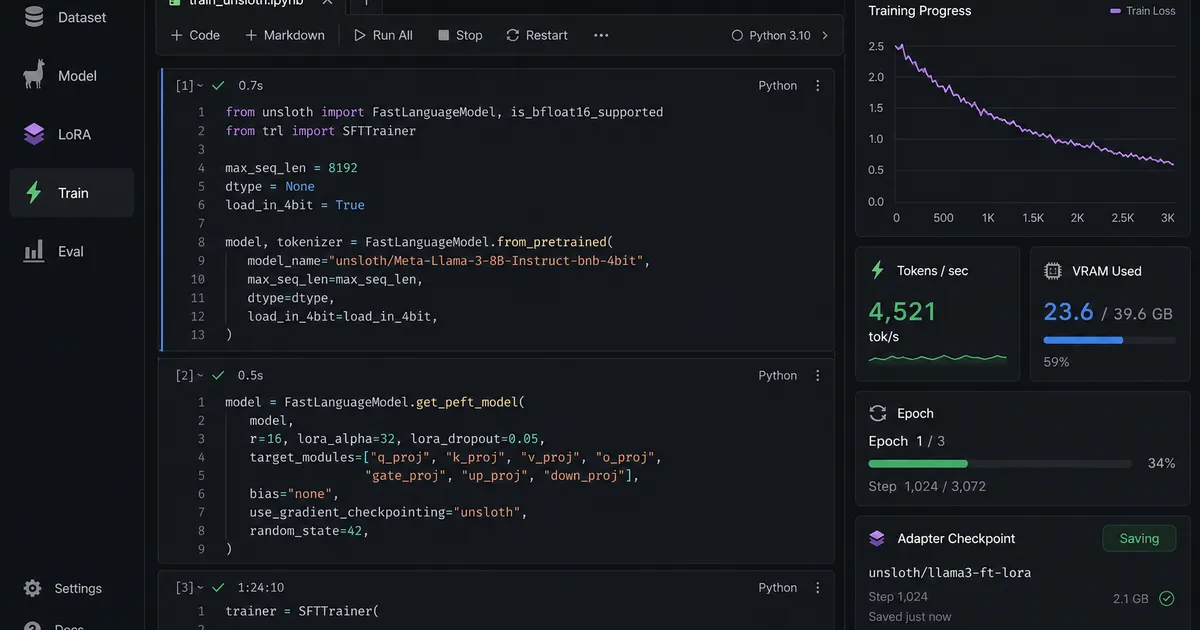 UI screenshot for Fine-Tuning Llama 3 with Unsloth